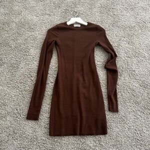 Long Sleeve Crewneck Mini Butter Rib Dress